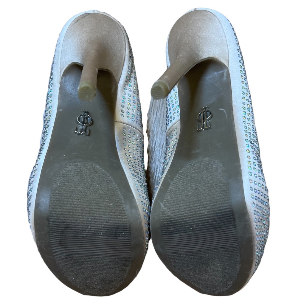 JLO Jennifer Lopez Blingy Blush 6 M Rhinestone Heels~ Dress Shoes Peep Toe - Picture 6 of 13